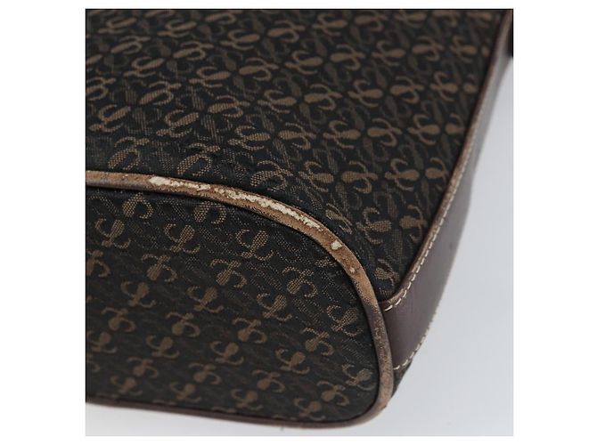 LOEWE Borsa a Spalla Anagramma Nylon Marrone Oro Auth 160683 D'oro - vista 9