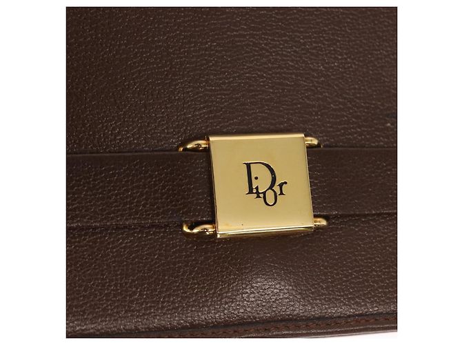 Borsa a Spalla Christian Dior in Pelle Marrone Oro Auth bs31813 D'oro - vista 14