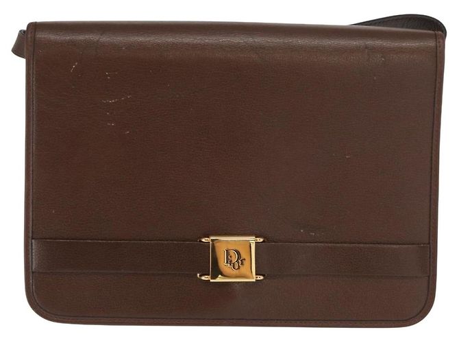 Borsa a Spalla Christian Dior in Pelle Marrone Oro Auth bs31813 D'oro - vista 2