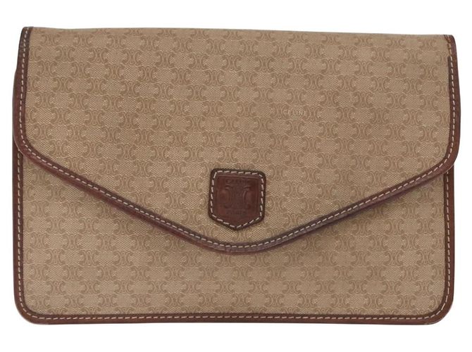 Céline Borsa a Spalla in Tela Macadam CELINE PVC Beige Oro Auth bs31811 D'oro - vista 13