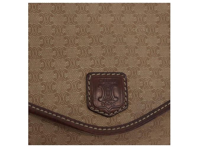 Céline Borsa a Spalla in Tela Macadam CELINE PVC Beige Oro Auth bs31811 D'oro - vista 18