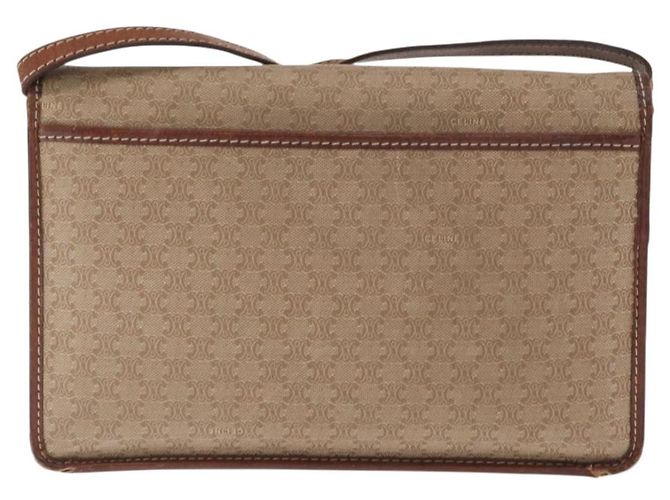 Céline Borsa a Spalla in Tela Macadam CELINE PVC Beige Oro Auth bs31811 D'oro - vista 2