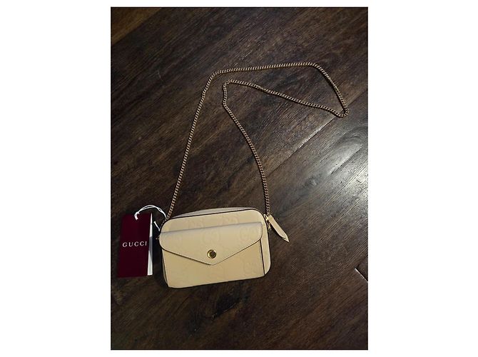 Borsa a mano Gucci Mini Beige in pelle di struzzo - vista 2