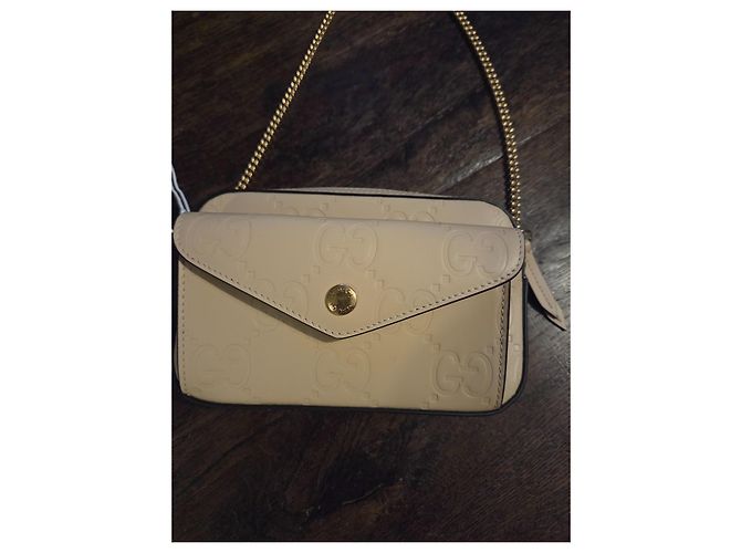 Borsa a mano Gucci Mini Beige in pelle di struzzo - vista 5