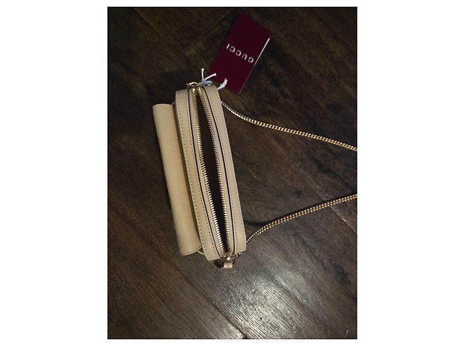 Borsa a mano Gucci Mini Beige in pelle di struzzo - vista 6