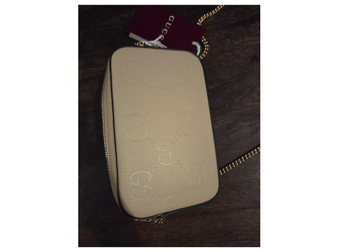 Borsa a mano Gucci Mini Beige in pelle di struzzo - vista 7