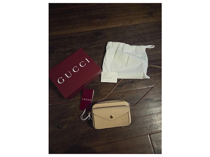 Borsa a mano Gucci Mini Beige in pelle di struzzo - vista 9
