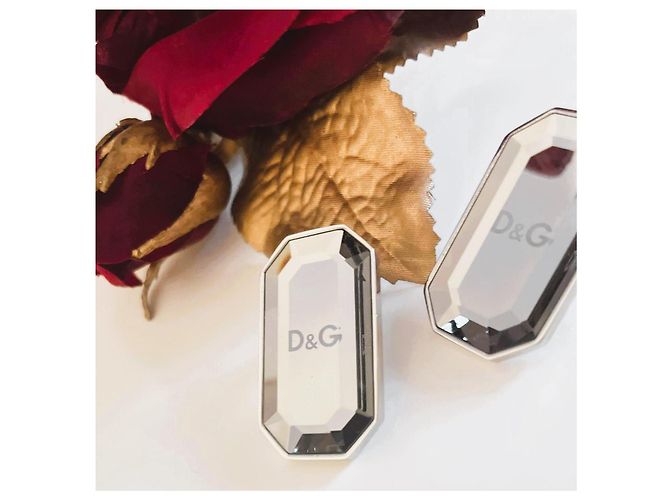 Stupendi orecchini DOLCE & GABBANA in acciaio e cristalli effetto “specchio” collezione "Lush" Argento - vista 7