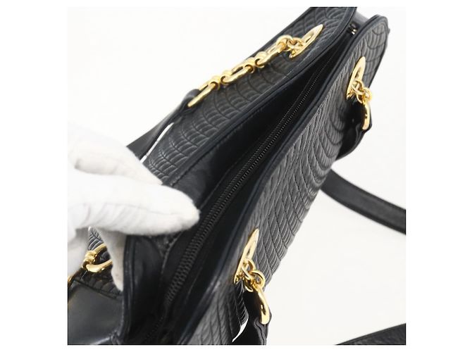 BALLY Borsa Tote in Pelle Nera Oro Auth bs31897 Nero D'oro - vista 6