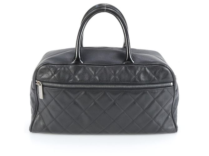 Borsa Bowling in Pelle Caviar Matelassé Chanel Nero - vista 3