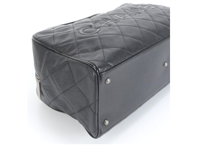 Borsa Bowling in Pelle Caviar Matelassé Chanel Nero - vista 4