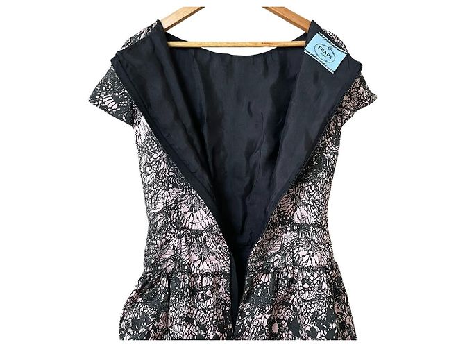 Prada Kleid mit Blumen-Spitzenmuster Schwarz Pink - Ansicht 5