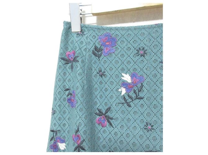Autre Marque Falda acampanada de bordado de encaje GRACE CONTINENTAL Verde - vista 3