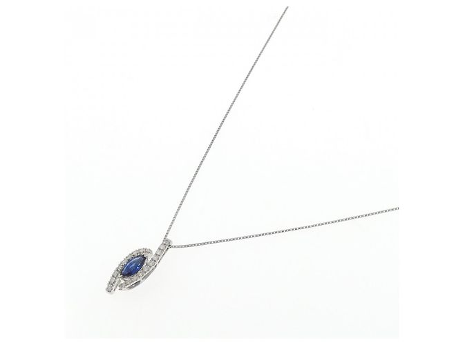 Autre Marque Collana in Zaffiro e Diamante Pt900/Pt850 Argento - vista 2