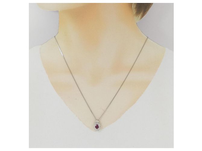Autre Marque Collana in Rubino e Diamante Pt900/Pt850 Rosso - vista 6