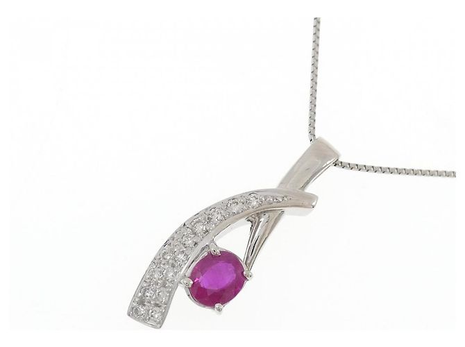 Autre Marque Collana in platino con rubini e diamanti Rosso - vista 3