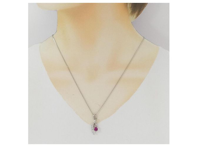 Autre Marque Collana in platino con rubini e diamanti Rosso - vista 6