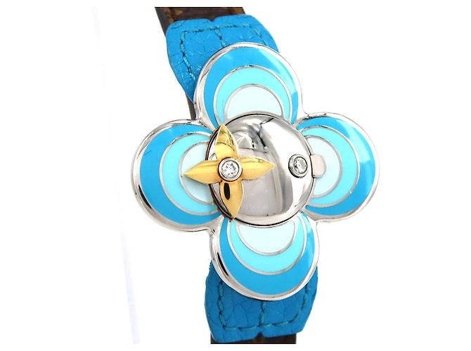 Louis Vuitton Tambour Vivienne Bijou Secret Quartz Uhr Blau - Ansicht 6