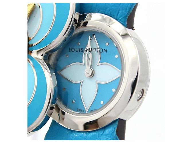 Louis Vuitton Tambour Vivienne Bijou Secret Quartz Uhr Blau - Ansicht 7