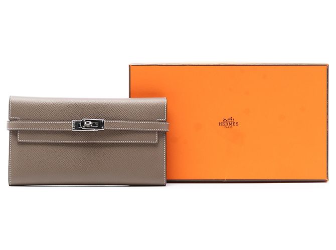 Cartera Longa Kelly Epsom Marrón Hermès Castaño Gris pardo - vista 8