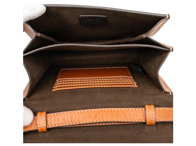 Borsa a tracolla in pelle marrone con cristalli Fab di Fendi - vista 4