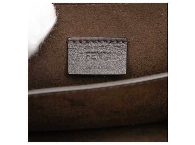 Borsa a tracolla in pelle marrone con cristalli Fab di Fendi - vista 5