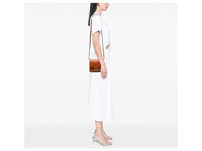 Borsa a tracolla in pelle marrone con cristalli Fab di Fendi - vista 7
