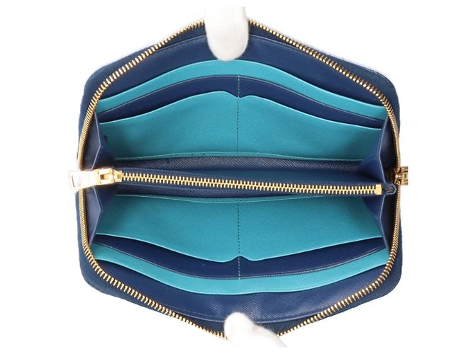 Prada Saffiano Leder Langbörse Blau - Ansicht 5