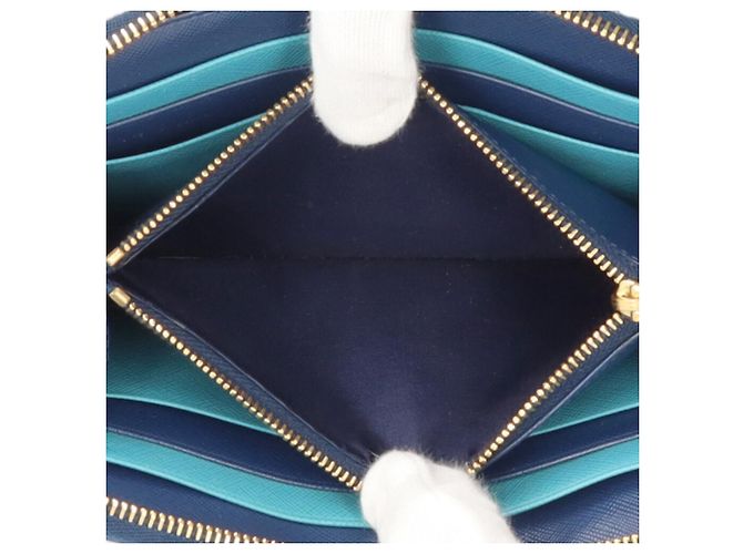 Prada Saffiano Leder Langbörse Blau - Ansicht 6