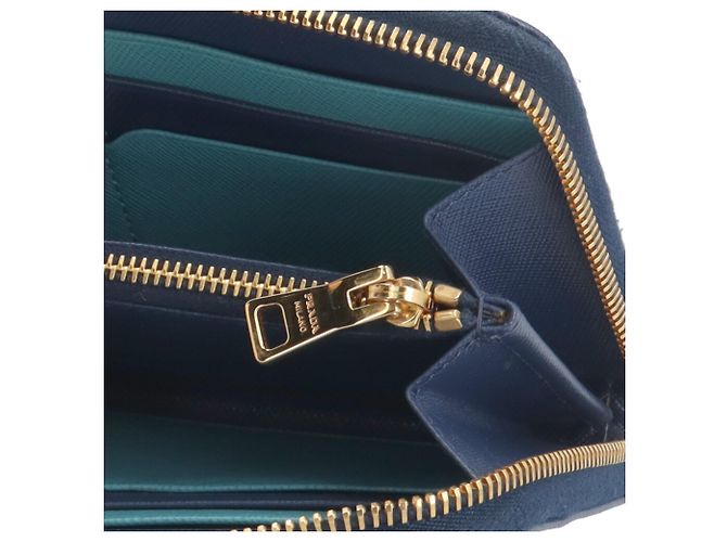 Prada Saffiano Leder Langbörse Blau - Ansicht 7