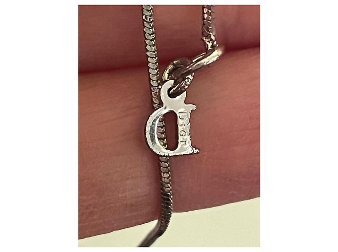 Set Dior Collana e Orecchini Logo Monogramma Rosa Argentato Argento - vista 6
