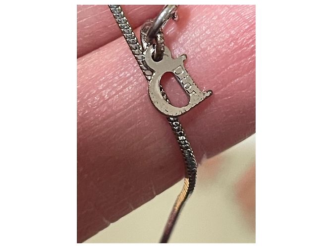 Set Dior Collana e Orecchini Logo Monogramma Rosa Argentato Argento - vista 7
