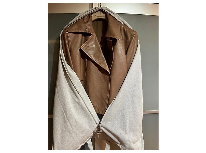 Gabardina corta Brunello Cucinelli de cuero camel Camello - vista 3