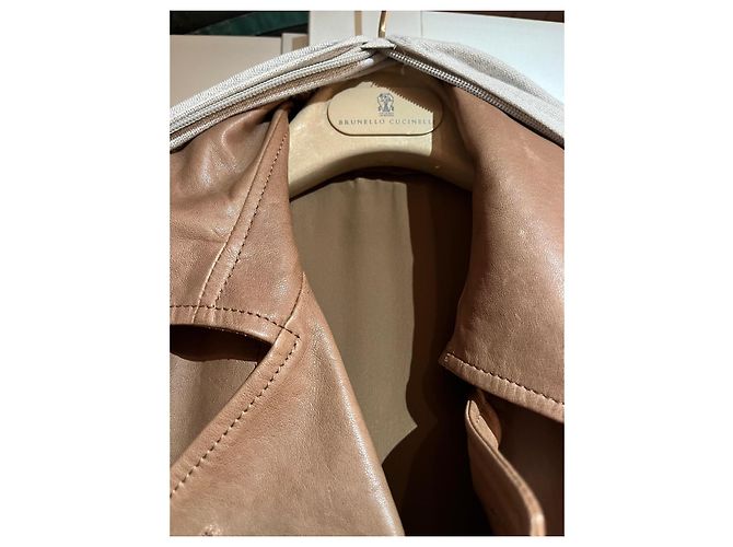 Gabardina corta Brunello Cucinelli de cuero camel Camello - vista 5