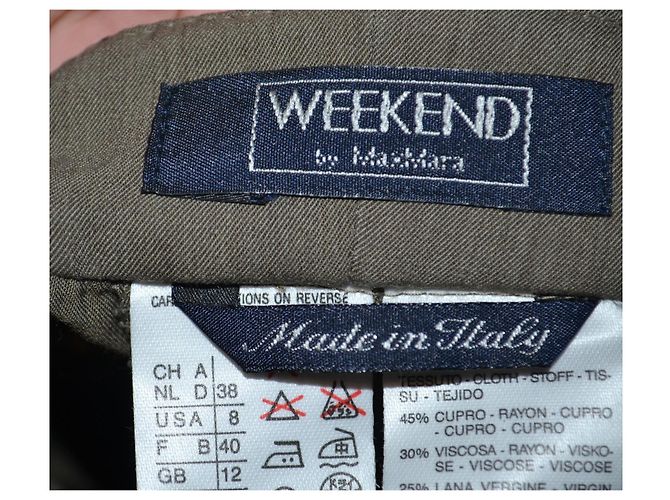 Calças Weekend Max Mara de lã e viscose cáqui Caqui - vista 3
