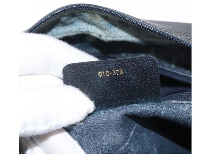 GUCCI GG Supreme Sherry Line Shoulder Bag PVC Navy Gold 010 378 Auth ka1129 Golden Navy blue - view 12