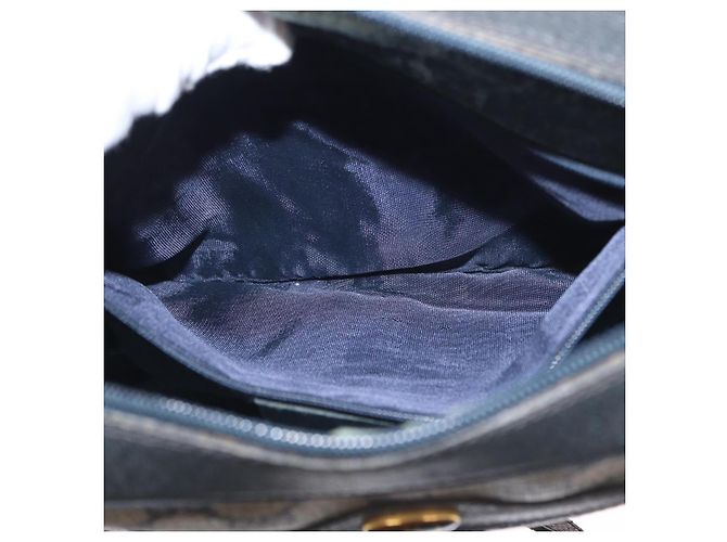 GUCCI GG Supreme Sherry Line Shoulder Bag PVC Navy Gold 010 378 Auth ka1129 Golden Navy blue - view 23