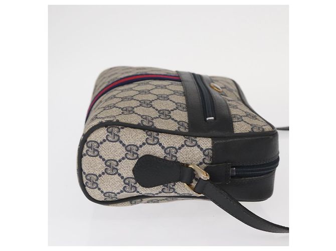 GUCCI GG Supreme Sherry Line Shoulder Bag PVC Navy Gold 010 378 Auth ka1129 Golden Navy blue - view 3