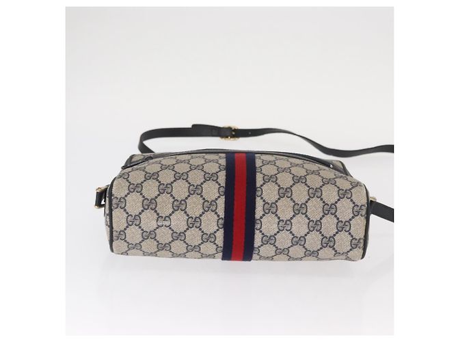 GUCCI GG Supreme Sherry Line Shoulder Bag PVC Navy Gold 010 378 Auth ka1129 Golden Navy blue - view 5