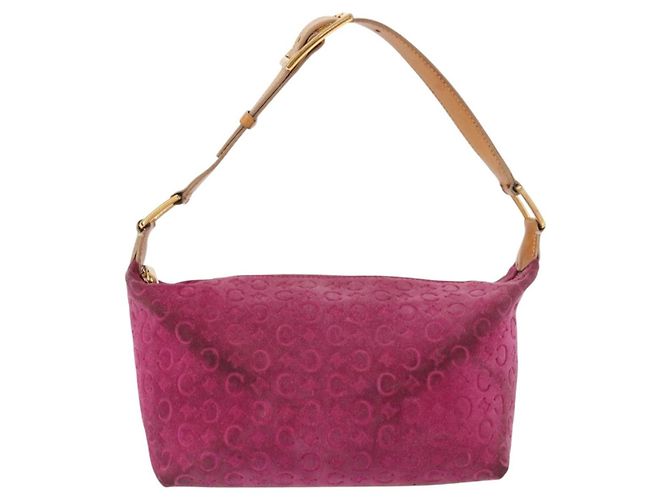 Céline Borsa a spalla in tela Macadam C di CELINE in suede rosa e oro Auth BA9043 D'oro - vista 13