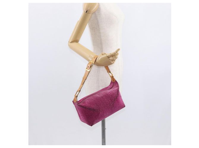 Céline Borsa a spalla in tela Macadam C di CELINE in suede rosa e oro Auth BA9043 D'oro - vista 22