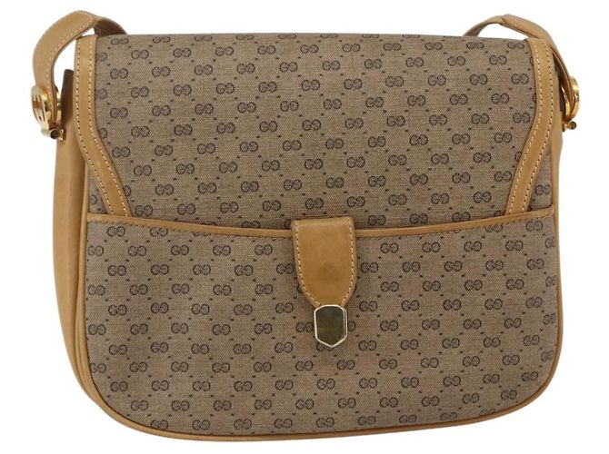 Gucci Borsa a Spalla Micro GG Supreme PVC Beige Oro Auth ep12497 D'oro - vista 13