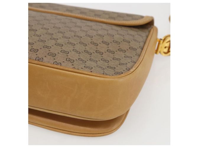 Gucci Borsa a Spalla Micro GG Supreme PVC Beige Oro Auth ep12497 D'oro - vista 15