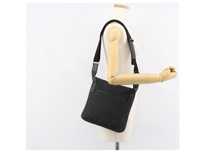 Borsa a Spalla GG Canvas Gucci Nera Argento 293572 Auth gh1400 Nero - vista 23