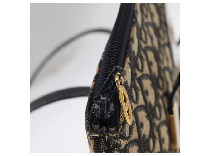 Borsa a mano in tela Trotter Christian Dior blu navy oro Auth 160843 D'oro - vista 10