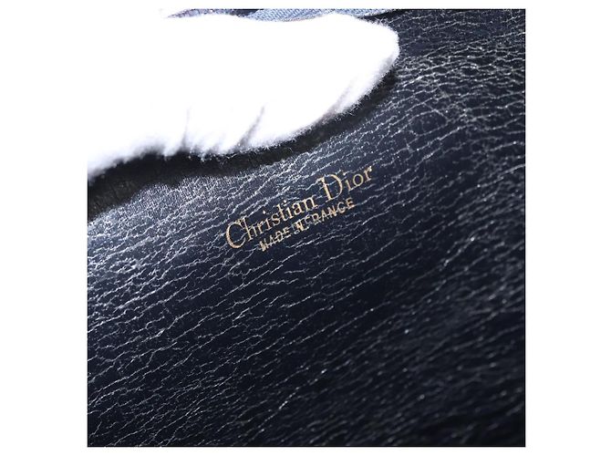 Borsa a mano in tela Trotter Christian Dior blu navy oro Auth 160843 D'oro - vista 11