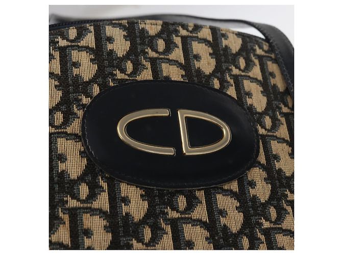 Borsa a mano in tela Trotter Christian Dior blu navy oro Auth 160843 D'oro - vista 17