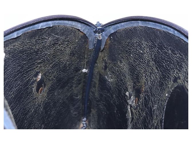 Borsa a mano in tela Trotter Christian Dior blu navy oro Auth 160843 D'oro - vista 18