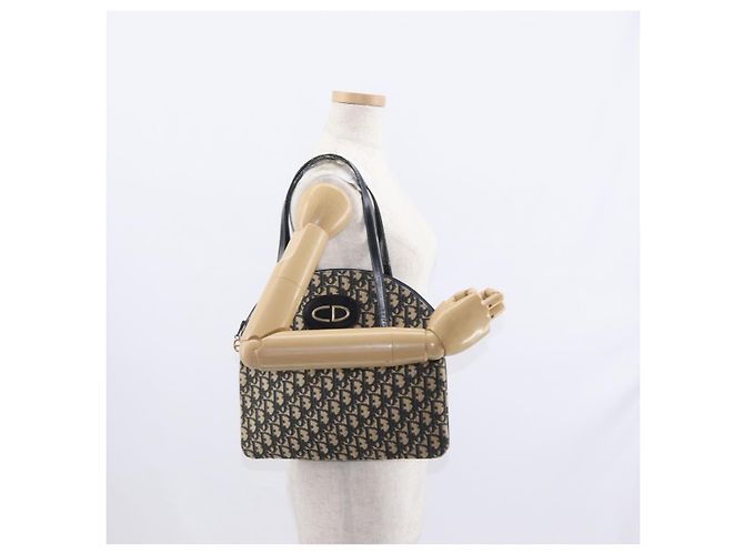 Borsa a mano in tela Trotter Christian Dior blu navy oro Auth 160843 D'oro - vista 20