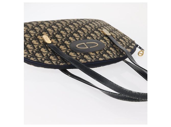 Borsa a mano in tela Trotter Christian Dior blu navy oro Auth 160843 D'oro - vista 6